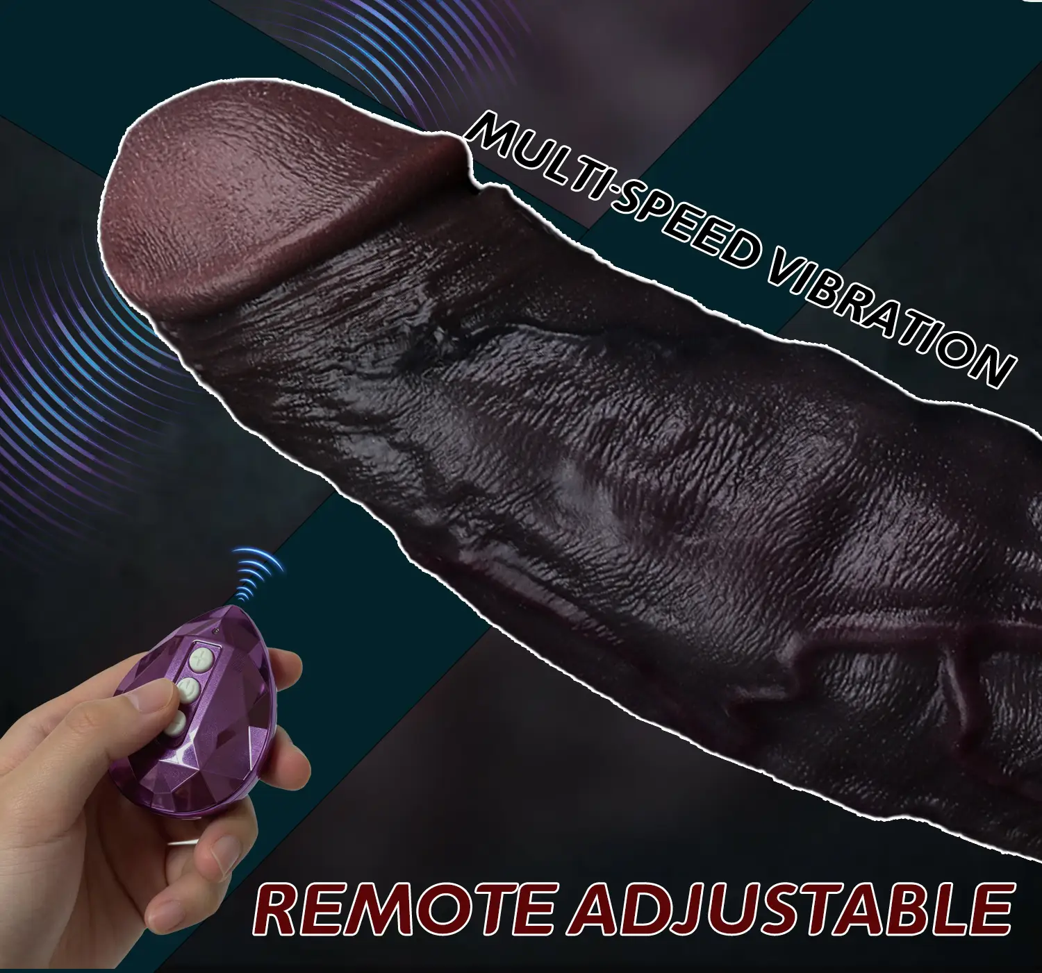 Hugo 7.1"×2" Black Vibrating Penis Sleeve | 10 Vibration Modes Remote Control